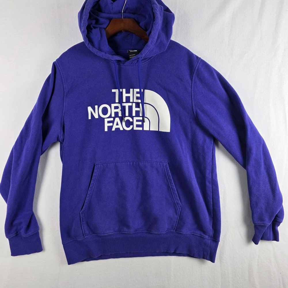 The North Face Mens Large Purple Graphic Logo Pullover Hoodie Sweatshirt
